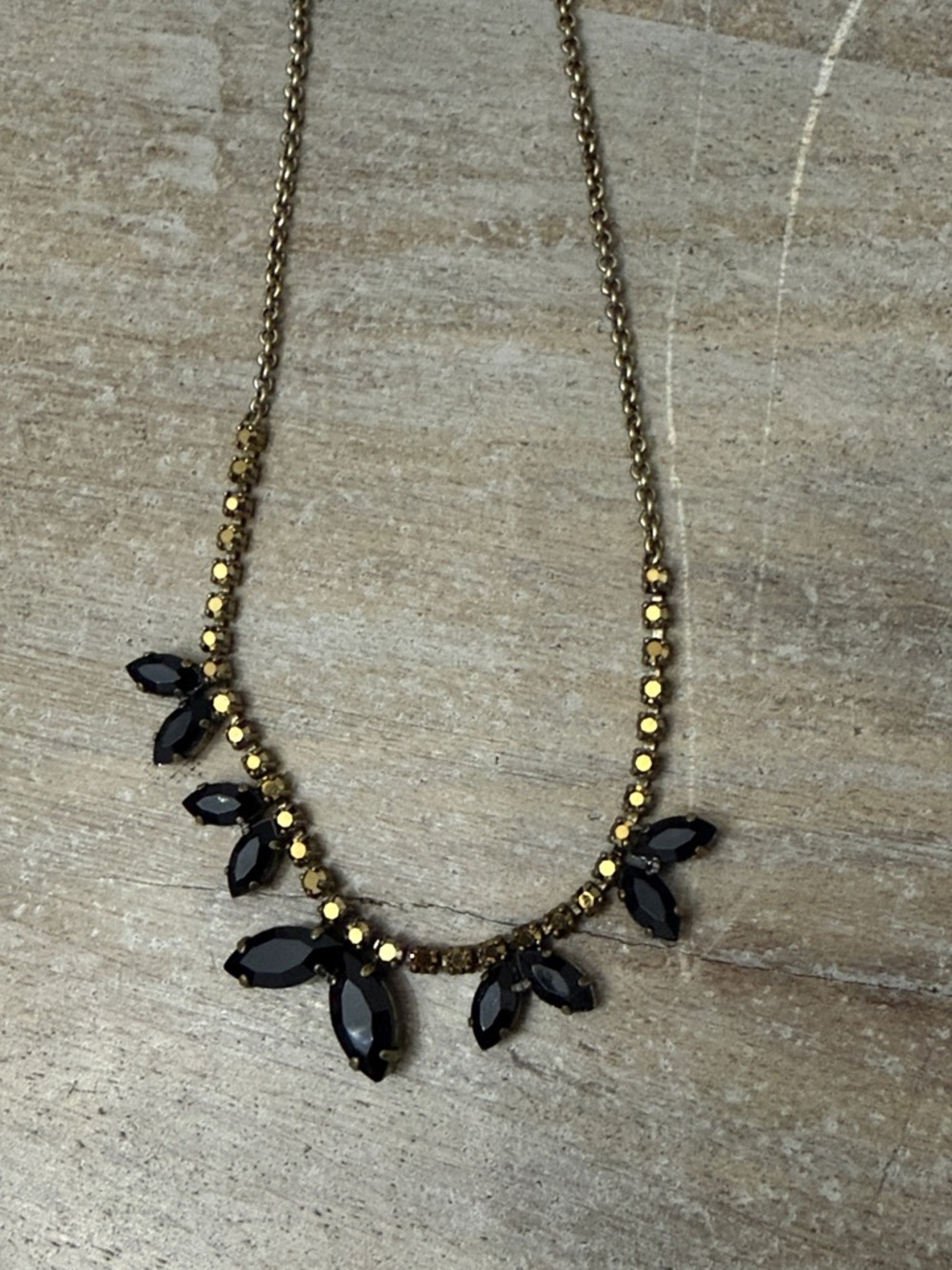 Jade & Jasper Gold-Tone Necklace with Black Marquise Stones